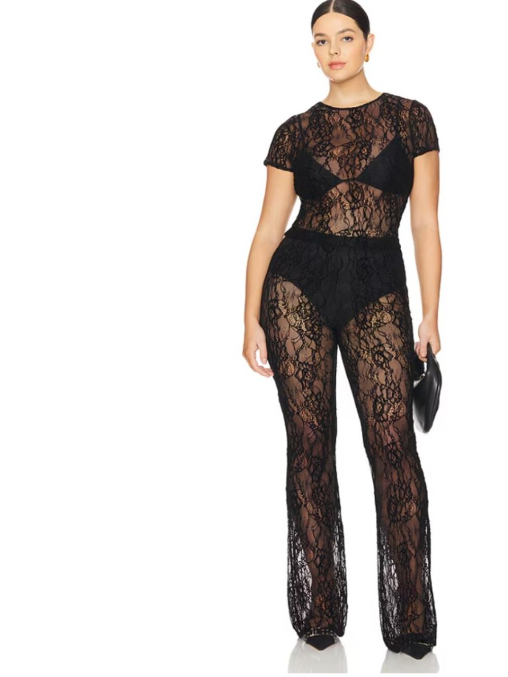 Good American Black Lace Set, Top and Pants